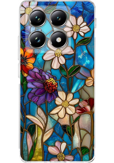 Printify Xiaomi Mi 14t İle Uyumlu Vitray Mavi Bahar Tasarımlı Şeffaf Silikon Kılıf Şeffaf