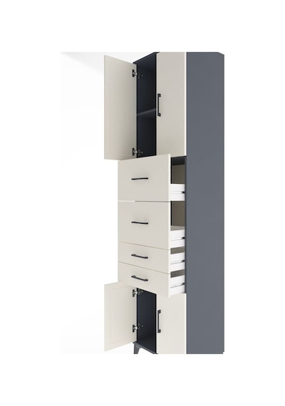 Hyperion Dolap 2 Raflı 4 Çekmeceli 4 Kapaklı 60x44x243 Antras... Antrasit