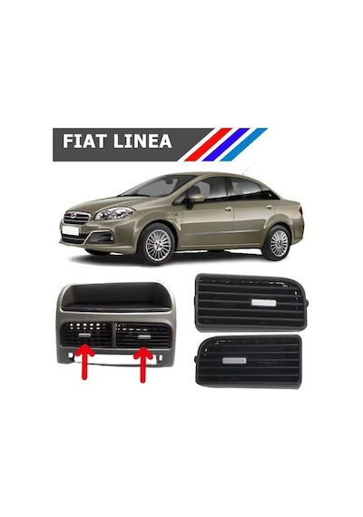 Fiat Linea Orta Havalandırma Izgarası Sol Ve Sağ Takım Gri Düğmeli 2007 - 2018 M742