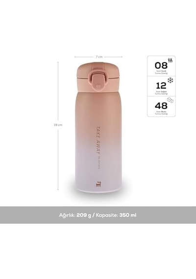 Skyfall Çelik Pembe Termos 350 Ml Açık Beyaz