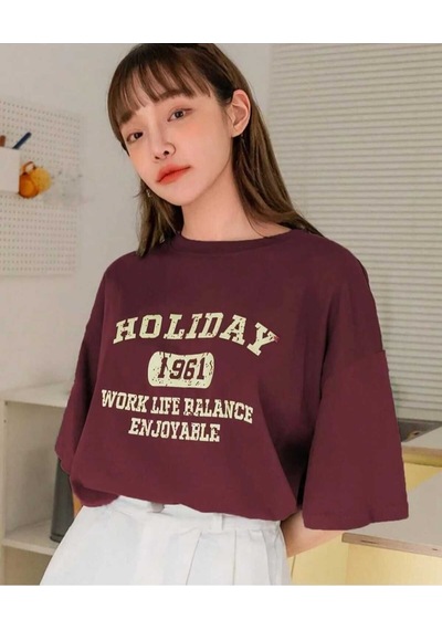Kozia Outdoors Malkoçbey Holıday Baskılı Oversize Unisex Basic T-şhirt Bordo Bordo