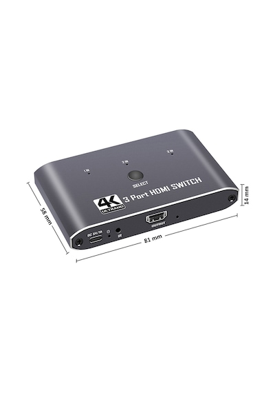 Gplus 4K321M 3 Port HDMI 2.0 4K 60Hz HDR HDCP 2.2 EDID CEC Metal Switch