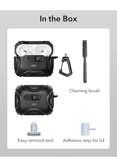 Apple AirPods Uyumlu Pro 3 2025 Cyber Flicklock Manyetik Kılıf Siyah