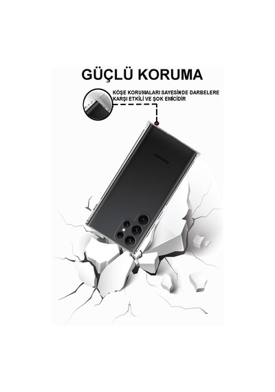 Samsung Galaxy Uyumlu S22 Ultra Kılıf Kamera Korumalı Tıpalı Şeffaf Silikon Kapak