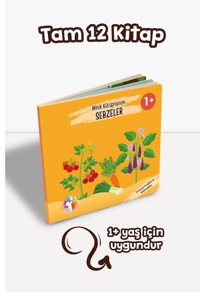 Bebeğimin İlk Minik Kütüphanesi Eğitici Bebek Kitap Seti 12 Li Türkçe İngilizce 1+ Yaş
