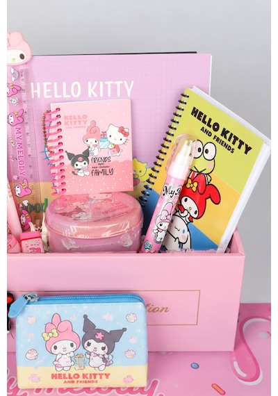 Özel Kutulu Lisanslı My Melody & Best Friends Kuromi,hello Kitty 14 Parça Kırtasiye Seti Yazı Tahtası,çıtçıt Dosya Diğer
