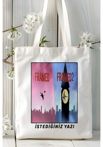 Art Hediye Framed Mobil Oyun Baskılı Bez Çanta Omuz Çantası Çift Tafaflı Baskı Kişiye Özel 6 Çok Renkli