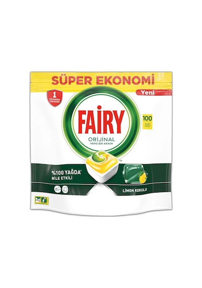 Fairy Hepsi Bir Arada Limon Kokulu Bulaşık Makinesi Deterjanı 100 Tablet