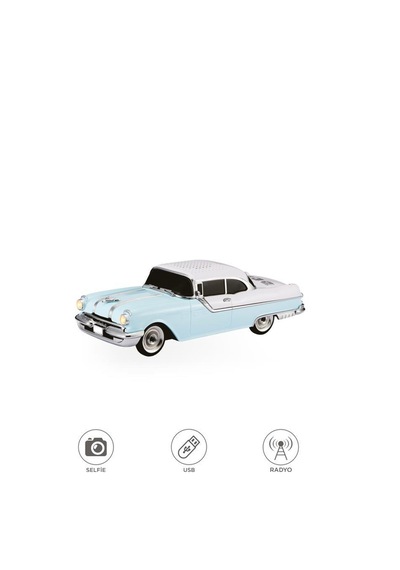 Torima D87 Bluetooth Hoparlör Retro Klasik Araba Tasarımlı 10w Fm Usb Selfie Speaker Mavi