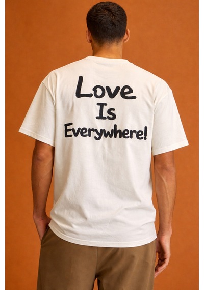 Cool Tarz Erkek Oversize Tişört "love Is Everywhere" Baskılı Basic Pamuklu T-shirt Beyaz Beyaz Cool Tarz Erkek Oversize Tişört "love Is Everywhere" Baskılı Basic Pamuklu T-shirt Beyaz Beyaz