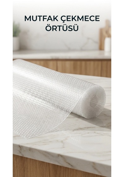 Mutfak Raf Ve Çekmece İçin Şeffaf Pvc Koruyucu Örtü 45x300 Cm Renkli