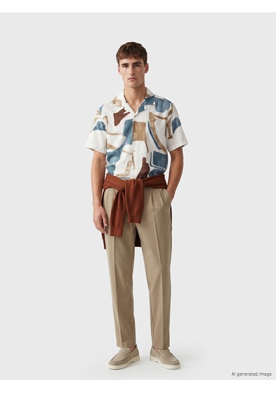 Lcw Vision Ekru Regular Fit Desenli Erkek Gömlek