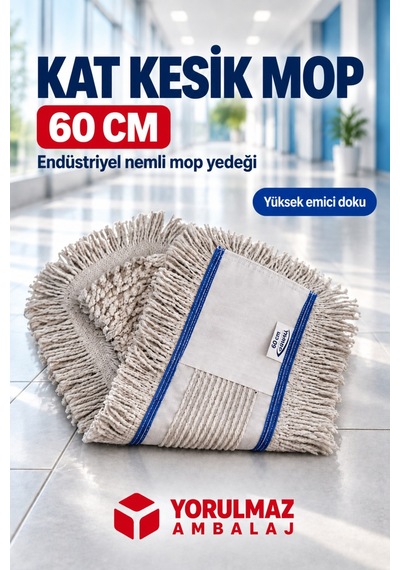 60 Cm Kat Kesik Mop Yedeği Yüksek Emici Profesyonel Zemin Silme Bezi