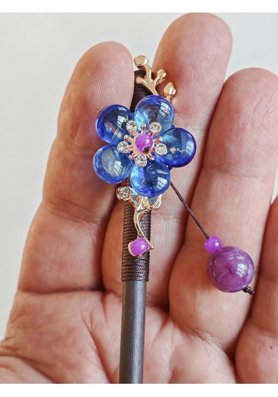 Renkli Floral Detaylı Kokonat Saç Topuz Çubuğu Çok Renkli