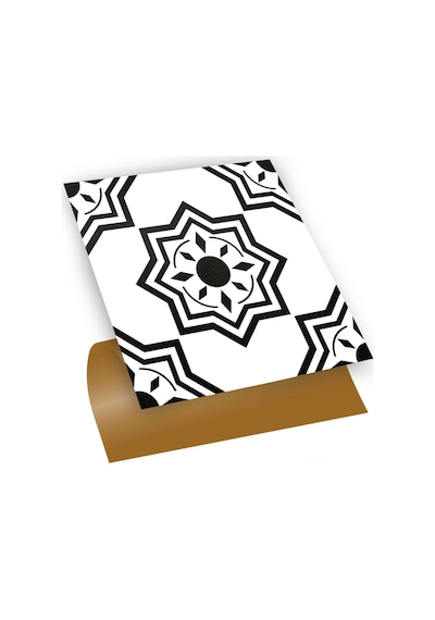 Tink Zemin Duvar Sticker Siyah Selçuklu Yıldızı Desenli 30x30 Cm 4 Adet 0,36 M²