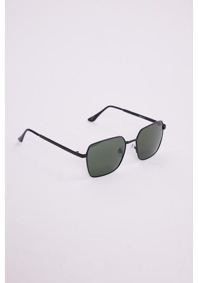 Unisex Köşeli Siyah Çerçeve Yeşil Camlı Uv 400 Korumalı Güneş Gözlüğü-51227 Çok Renkli