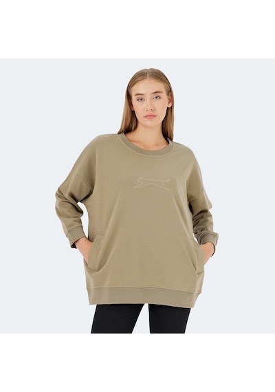 Slazenger VIKENTI SW Oversize Kadın Cepli Oversıze Koyu Yeşil Sweatshirt