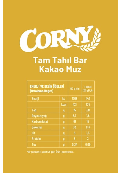 Corny Kakao Muzlu Tahıl Bar X 12 Adet