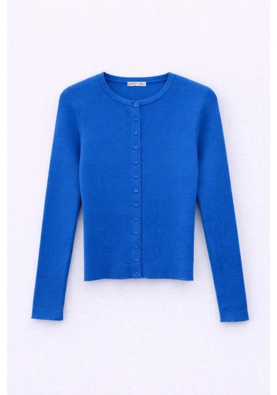 Hiccup Mixray Düğmeli Slim Fit Yivli Örgü Hırka Lacivert 0d