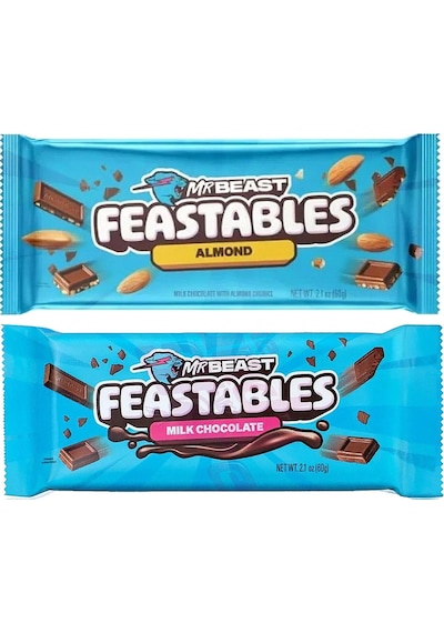 Feastables Mr Beast Bademli Ve Sütlü Çikolata 60 Gr X 2 Li Karma Paket