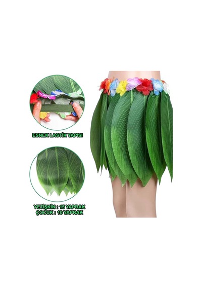 Magicool Tropikal Esintili Hawaii Yapraklı Parti Eteği Çocuk Boy