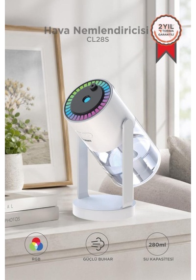 Hava Nemlendiricisi Buhar Makinesi Işıklı Yıldız Projektör Humidifier Cl28 Beyaz