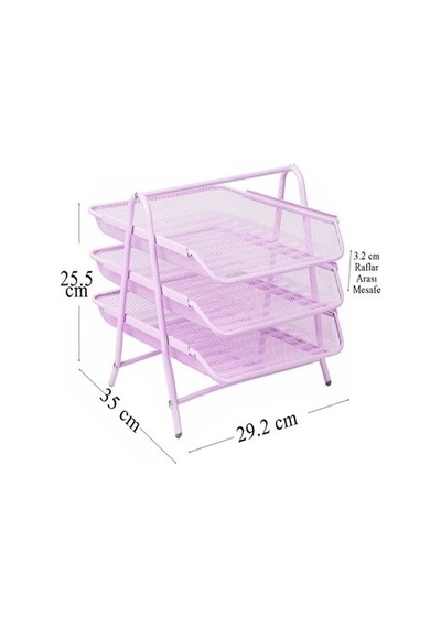Evrak Rafı Düzenleyici 3 Katmanlı Pastel Lila