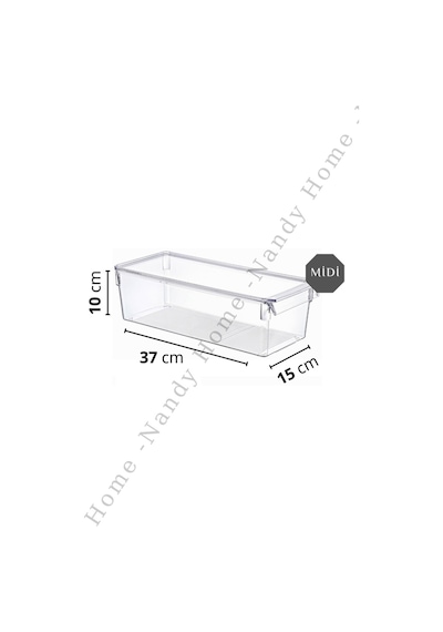 Nandy Home Kapaklı Midi Tall Clear Buzdolabı & Dolap Içi Düzenleyici Organizer Şeffaf