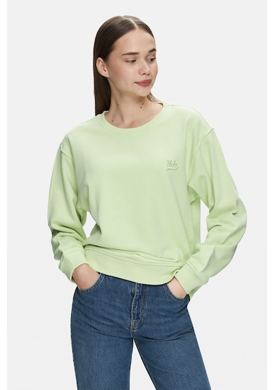 Ucla Sunnıva Yeşil Bisiklet Yaka Nakışlı Loose Fit Kadın Sweatshirt Yeşil