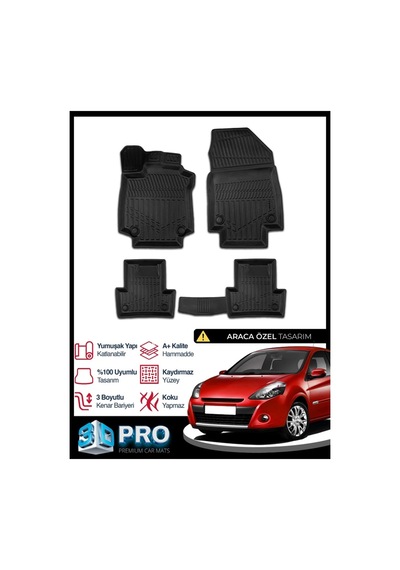 Renault Clio 3 3d Havuzlu Paspas 2005 2006 2007 2008 2009 2010 2011 2012 Model Kokusuz