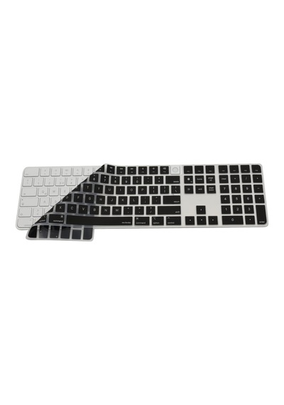 Apple Magic Keyboard 3 A2520 Numeric Klavye Koruyucu Us Ansı Yatay Enter Uyumlu Ultra İnce Silikon Kaplama Şeffaf Ve Baskılı Seçenekler Keyboard Protector Siyah