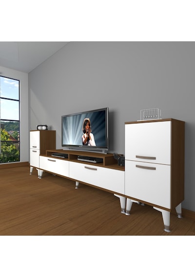 Decoraktiv Ekoflex On2 Slm Silver Tv Ünitesi Tv Sehpası Ceviz - Beyaz