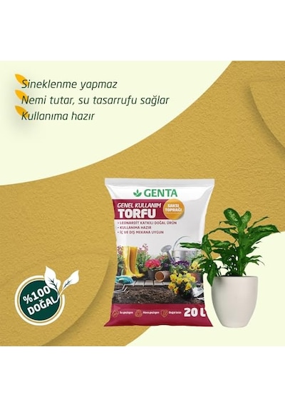 Genta Genel Kullanım Torfu Toprağı 20 Lt 0.75 LT - 2.5 LT - 12 KG
