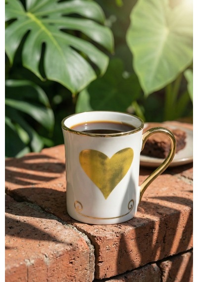 Heart Porselen Kupa Sarı - 250 Ml Sarı