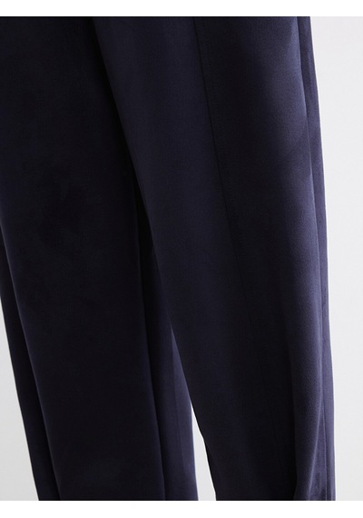 Lcw Vision Lacivert Loose Fit Kadın Pileli Süet Görünümlü Pantolon