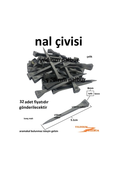 Hayvan Nal Çivisi 5.1cm At Nalı Çivisi 32 Adet Özel Başlı Çivi