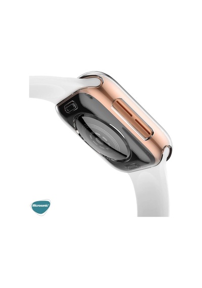 Apple Watch Ultra İçin Kılıf 360 Full Round Soft Silicone Şeffaf Watch Ultra İle Uyumlu Kılıf - Şeffaf Çok Renkli