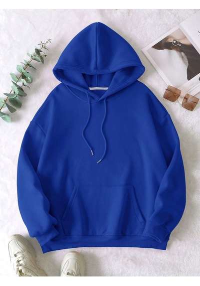Startmore Mavi Unisex Erkek/kadın Justdoıt Renkli Özel Baskılı Oversize Kapüşonlu