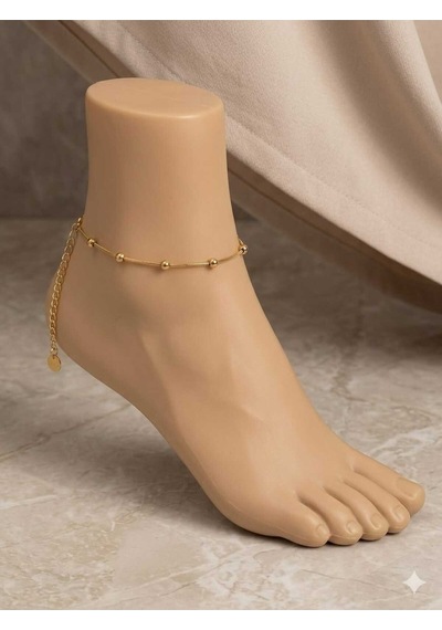 316l Paslanmaz Çelik Gold Renk Minimalist Top Zincir Halhal Altın
