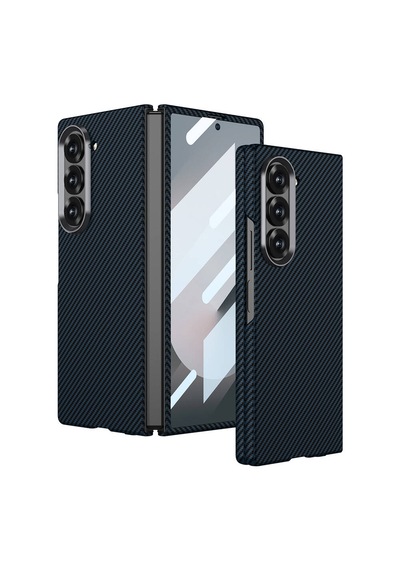 Samsung Galaxy Uyumlu Z Fold 6 Kılıf Kamera Çıkıntılı Karbon Fiber Kapak
