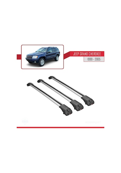 Jeep Grand Cherokee 1999-2005 Arası İle Uyumlu Ace-1 Ara Atkı Tavan Barı Gri 3 Adet Bar