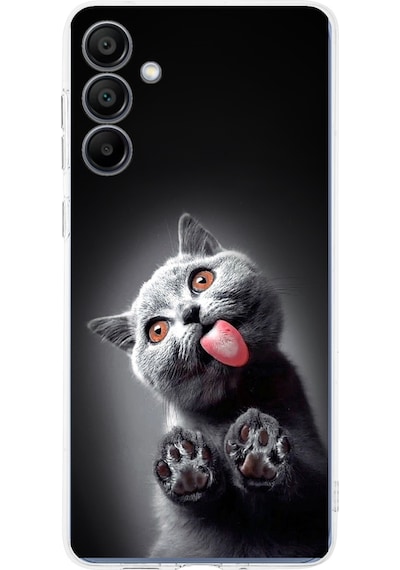 Samsung Galaxy A17 İle Uyumlu Kedi 2 Baskılı Kamera Korumalı Şeffaf Kılıf Şeffaf