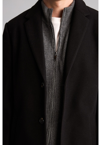 Defacto Regular Fit Çentik Yaka Düğmeli Kaşe Parka H2722ax26aubk27 Siyah-bk27