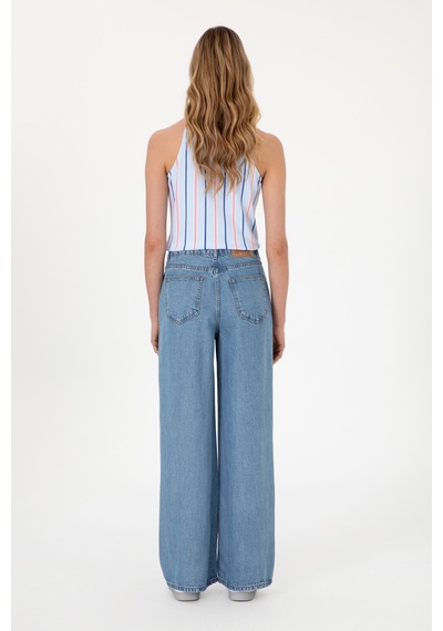 U.S. Polo Assn. Kadın Açık Mavi Loose Fit Jean Pantolon 50304321-DN0021