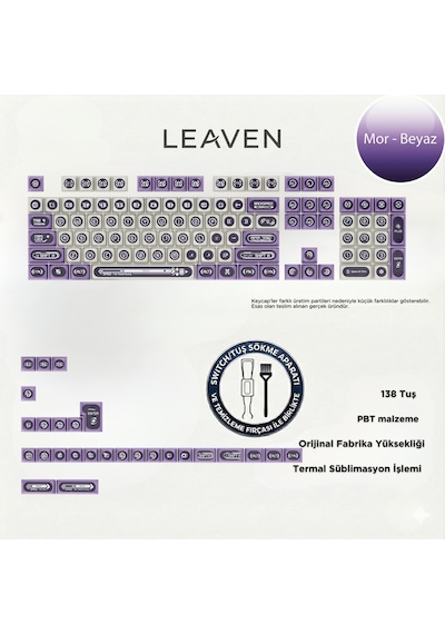 Mekanik Klavye Keycap -136 Tuşlu Mor - Beyaz Opal Tuş Takımı