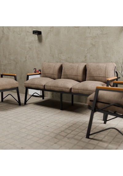 Mb Garden Furnıture Simetri Model, Balkon, Bahçe, Cafe, Metal Koltuk Takımı, Bahçe Takımı , Çay Seti, 3 1 1 Cappuccino