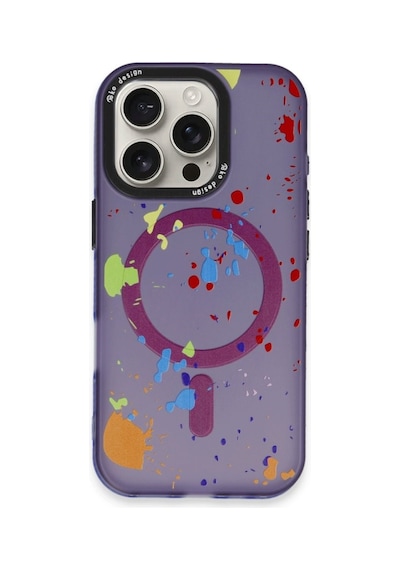 Apple Uyumlu iPhone 16 Pro Magsafe Özellikli Gökkuşağı Kılıf Mor