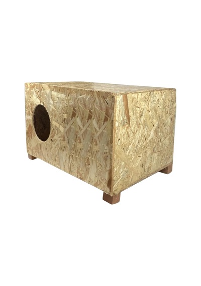 Reyo Büyük Boy Kedi Evi Sokak Hayvanları İçin Kedi Yuvası Ahşap Kedi Kulübesi Yağmura ve Soğuğa Dayanıklı OSB 60 x 40 x 30 CM CAT24