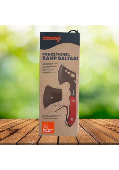 Proware Outdoor Fonksiyonel Ahşap Gövdeli Kamp Baltası 27 Cm Kahverengi