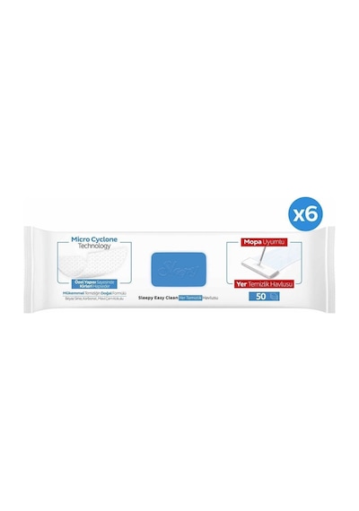 Sleepy Easy Clean Çamaşır Suyu Katkılı Mopa Uyumlu Yer Temizlik Havlusu&Mendili 6x50 (300 Yaprak)